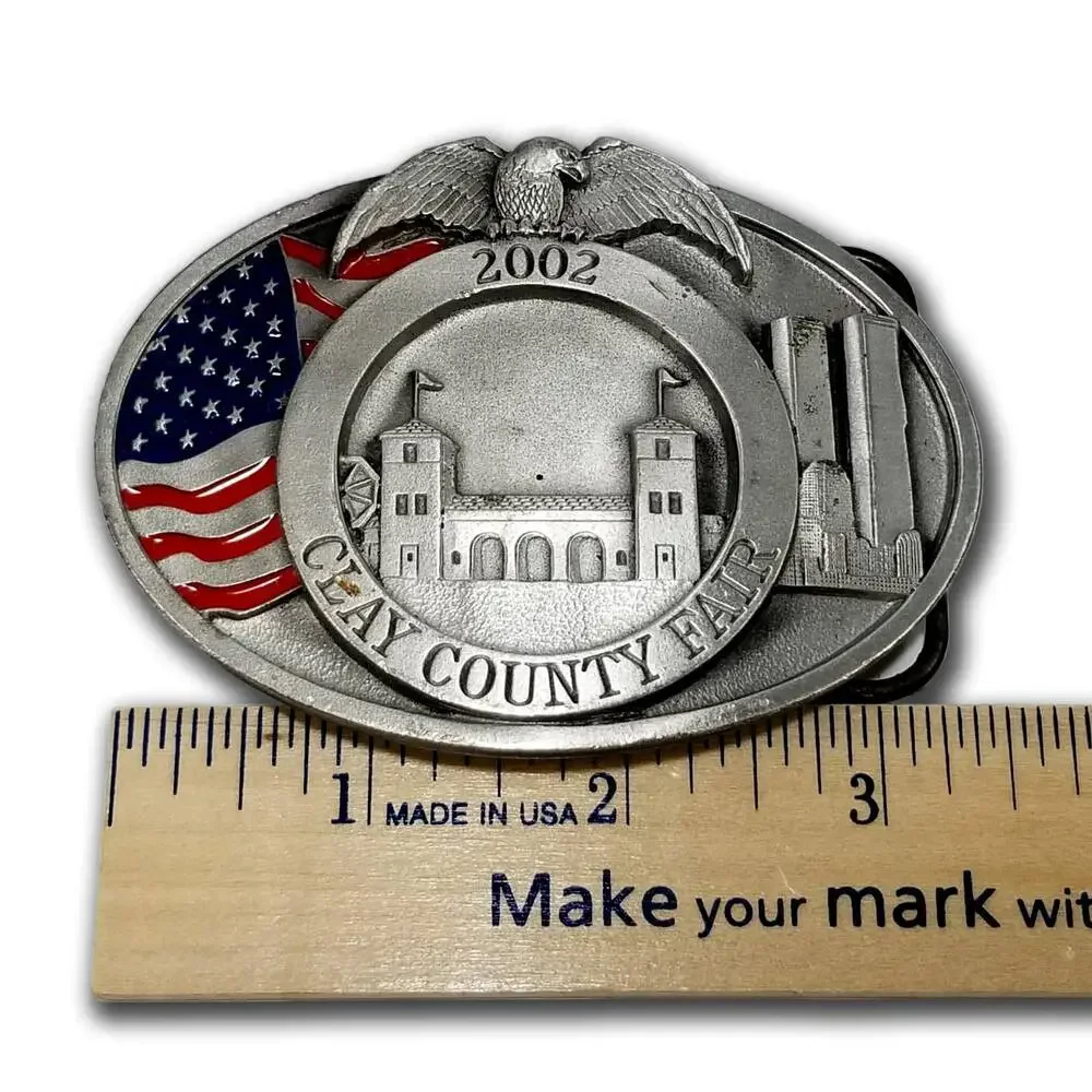 Belt Buckle 2002 Clay County Fair Sept. 11, 2001,‎ Twin Towers New York City USA